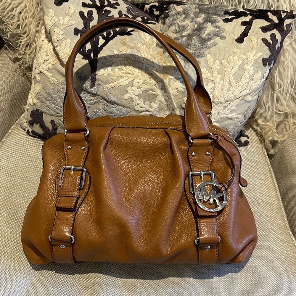 Michael Michael KORS soft side leather satchel in Cognac